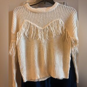 Fringe Detail Cream Sweater